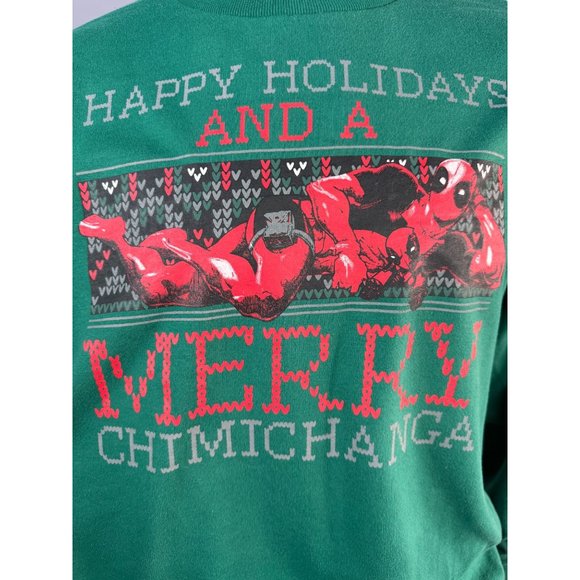 Marvel Deadpool Merry Chimichanga Men's Ugly Christmas Sweatshirt Size L SweatSh - Picture 8 of 16